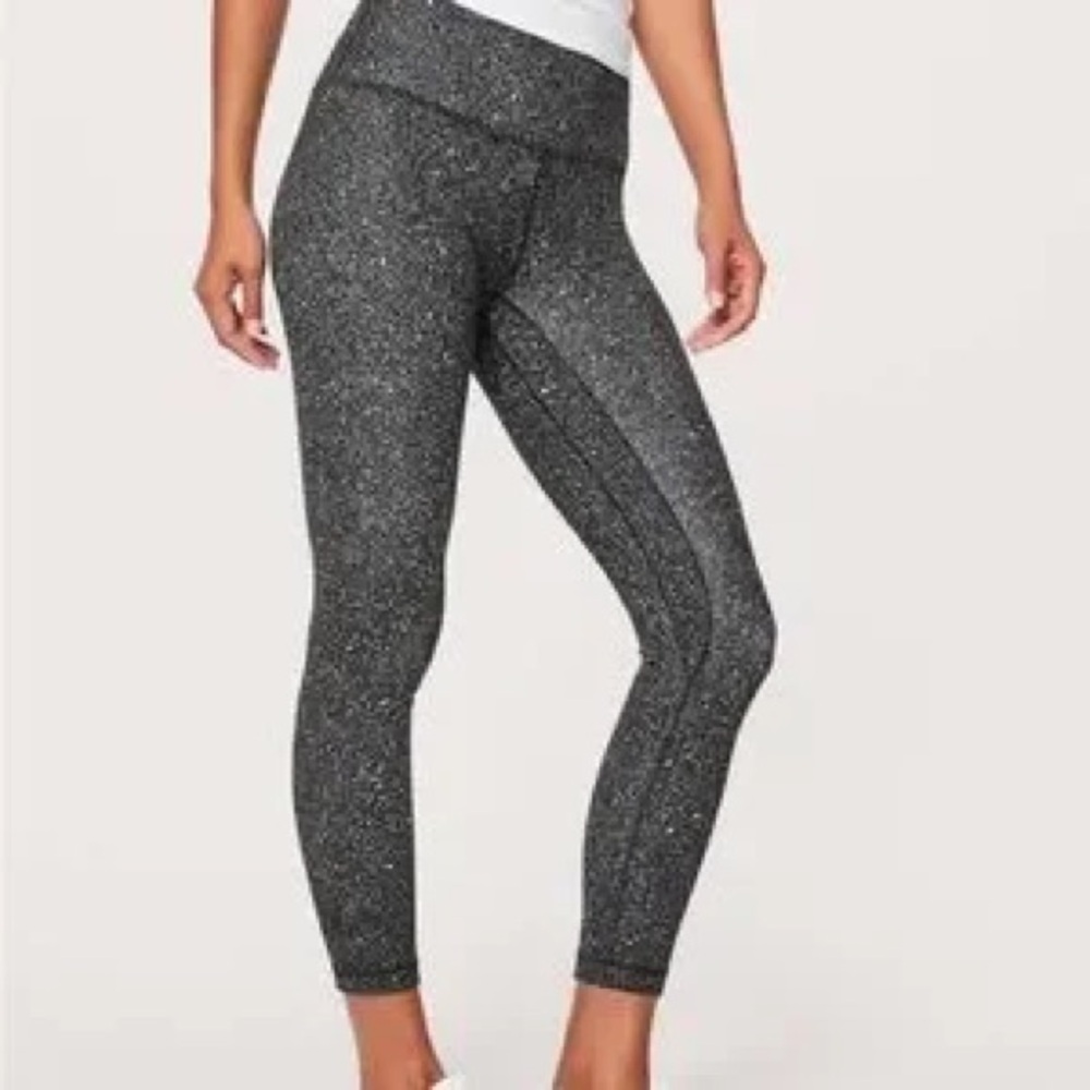 Lululemon Athletica Black White Speckle Leggings High-Waist Size 10 Align